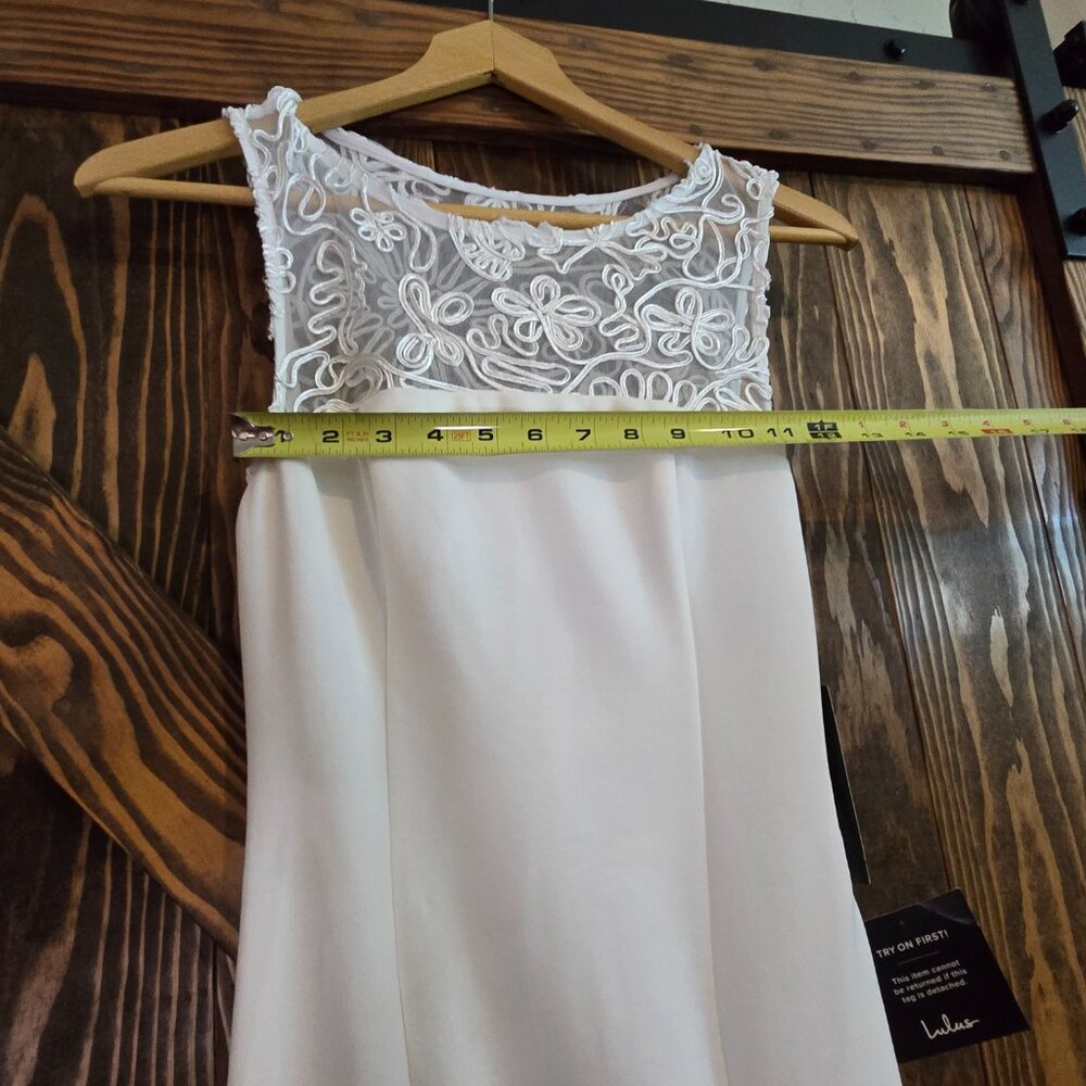 Lulus White Lace-Detail Sleeveless Sheath Wedding Dress XS Elegant Bridal Gown - Picture 7 of 12